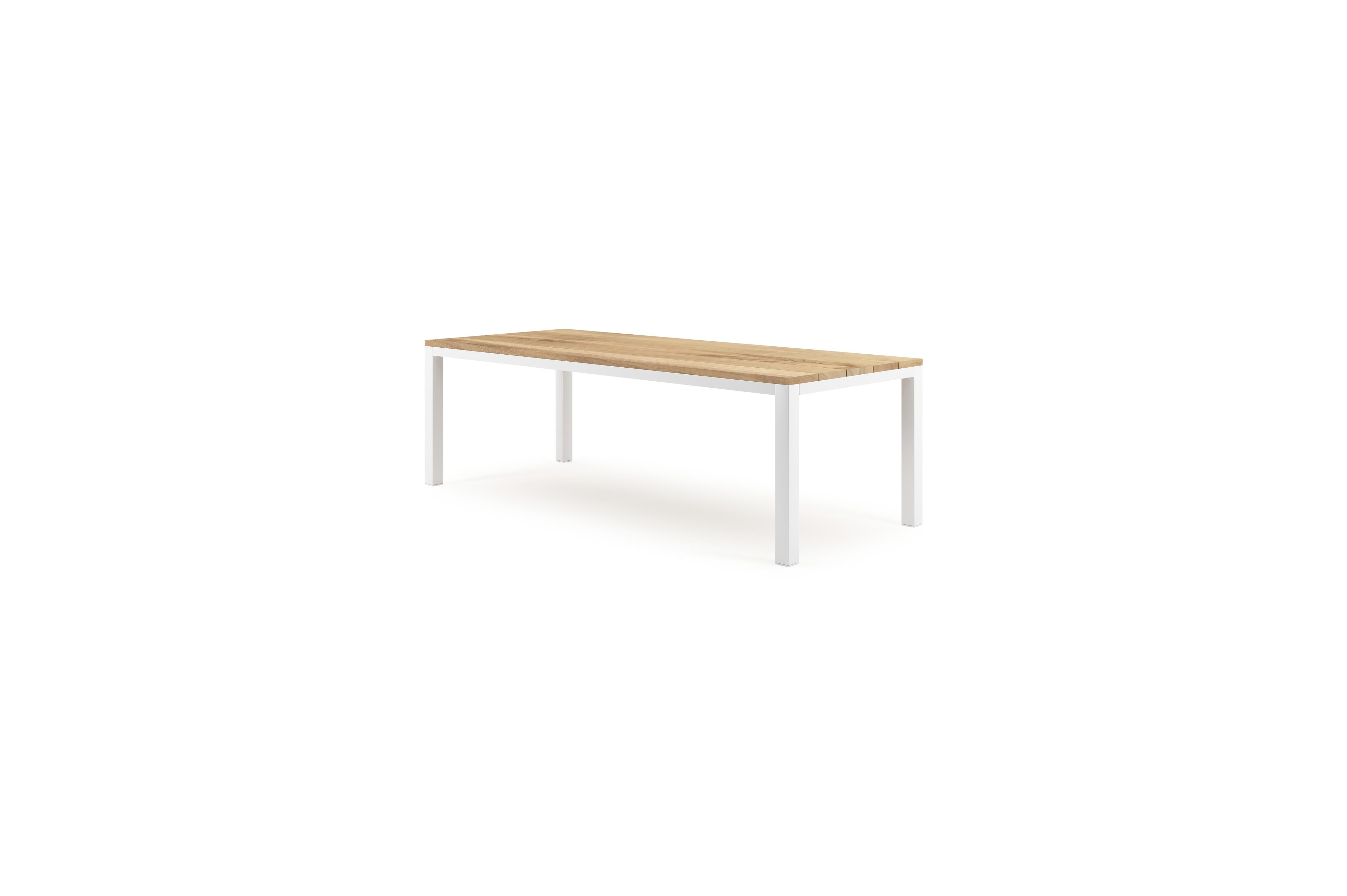 Como tuintafel in wit aluminium en teak - L 240 x B 100 x H 75 cm