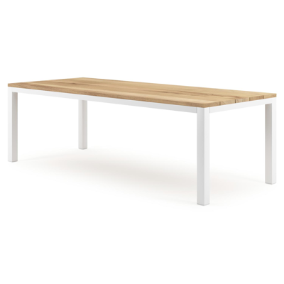 Como tuintafel in wit aluminium en teak - L 240 x B 100 x H 75 cm