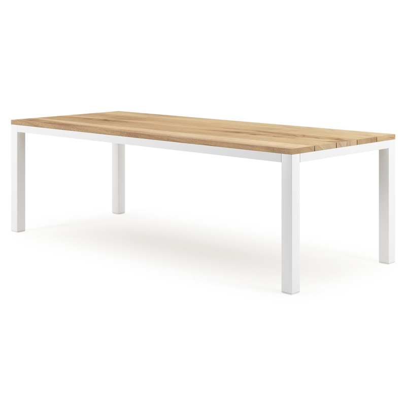 Como tuintafel in wit aluminium en teak - L 240 x B 100 x H 75 cm