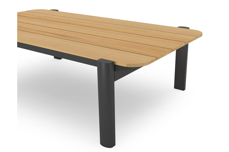 Salamanca loungetafel in zwart aluminium en teak - L 120 x B 68 x H 34 cm