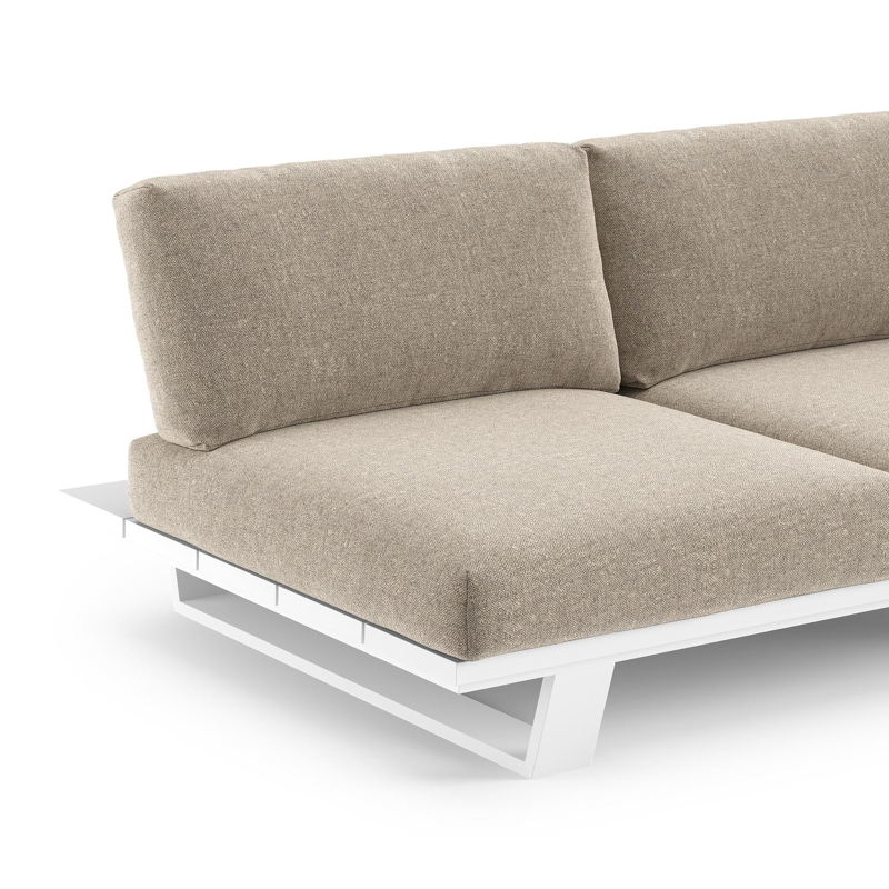 Pagino loungehoek in wit aluminium met chartres pewter all weather sunbrella® luxe kussen