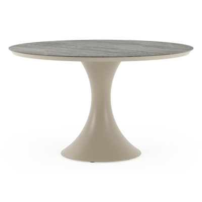 Fano tuintafel rond in beige aluminium en volkeramiek Aspen Grey - Dia. 130 x H 75 cm