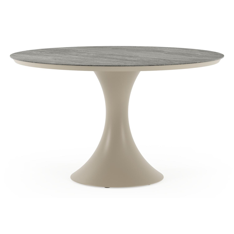 Fano tuintafel rond in beige aluminium en volkeramiek Aspen Grey - Dia. 130 x H 75 cm