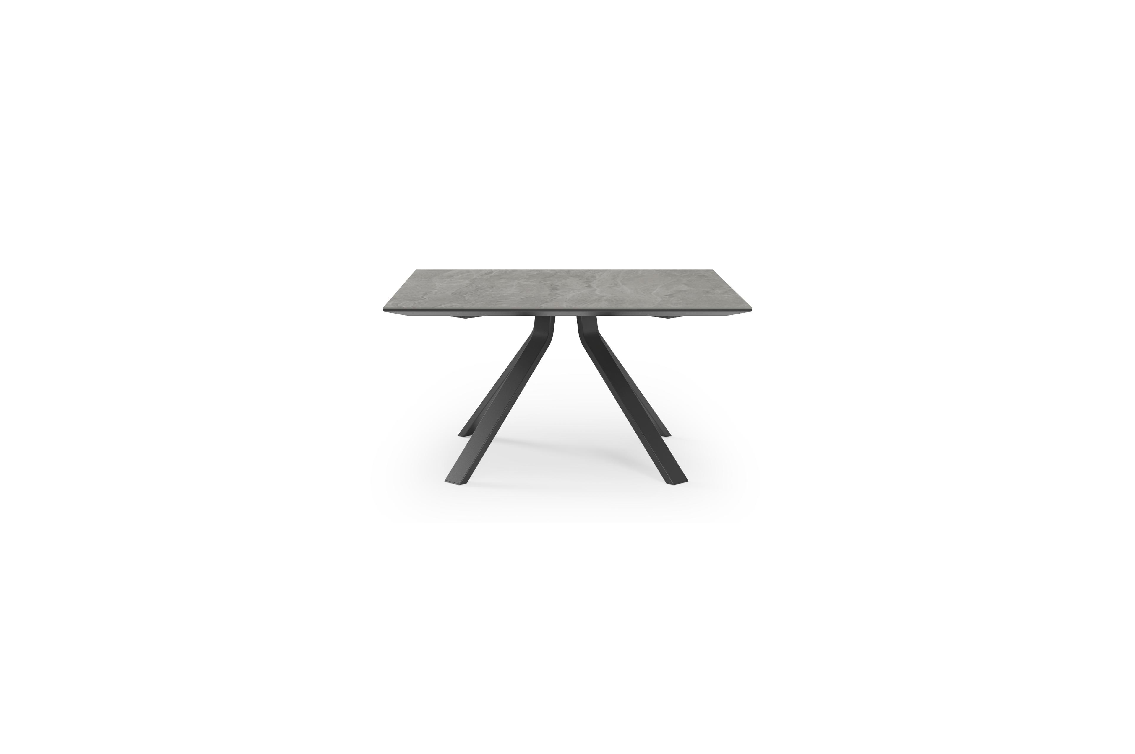 Cesano tuintafel in zwart aluminium en volkeramiek aspen grey - L 148 x B 148 x H 74,5 cm