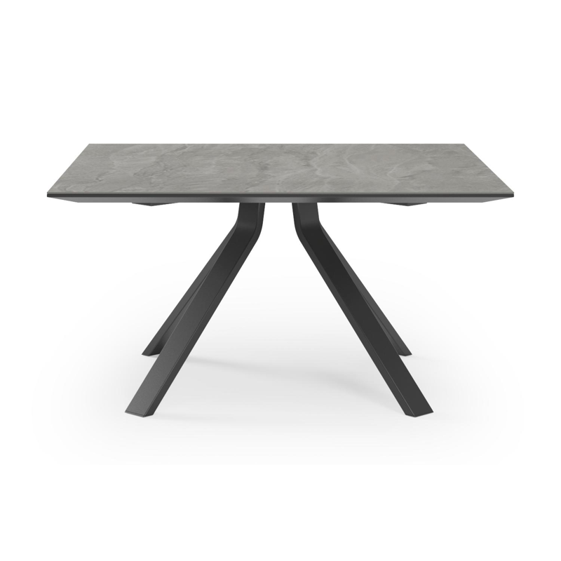 Cesano tuintafel in zwart aluminium en volkeramiek aspen grey - L 148 x B 148 x H 74,5 cm
