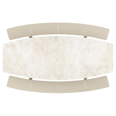 Table de pique-nique Forno forme de bateau en aluminium beige et céramique pleine Rapolano - Lg. 280 x Lrg. 112 cm