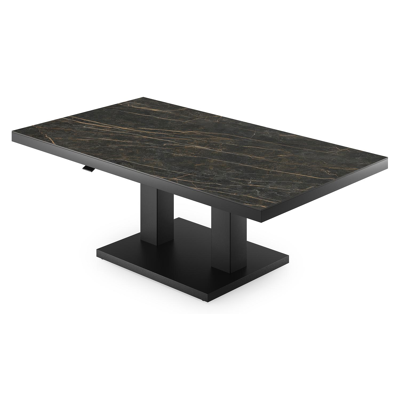 Table basse Cirello Pop up en aluminium noir et céramique pleine noir - Lg 140 x larg. 80 x H 71,6 cm