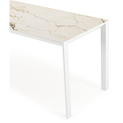 Malito tuintafel rechthoekig in wit aluminium en volkeramiek colorado dunes - L 220 x B 70 x H 75 cm