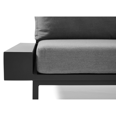 Nano loungeset in zwart aluminium met grijs coussins en Weather+ Softtouch kussens