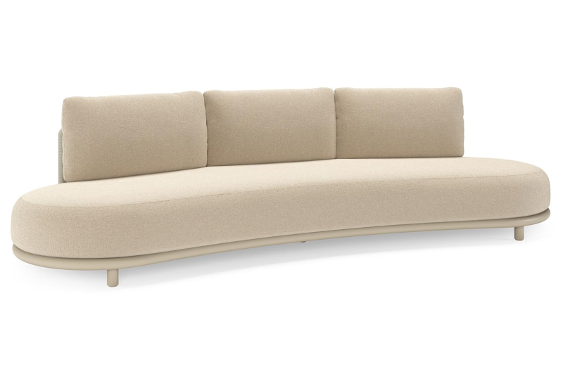 Lomano loungebank in beige aluminium en beige verticaal geweven luxe vlakke rope met Althea Chalk all weather cosytica