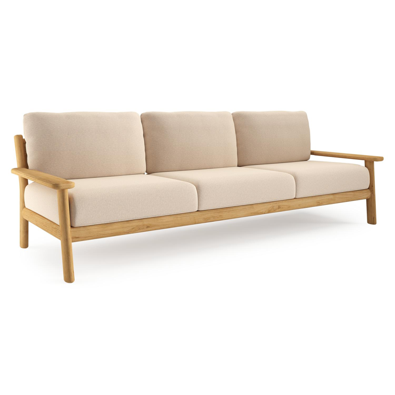 Amaro loungebank in teak met heritage papyrus all weather sunbrella® luxe kussen