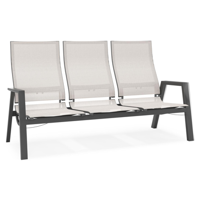 Canapé de jardin Prato en aluminium noir avec coussin en weather+ softtouch rustic