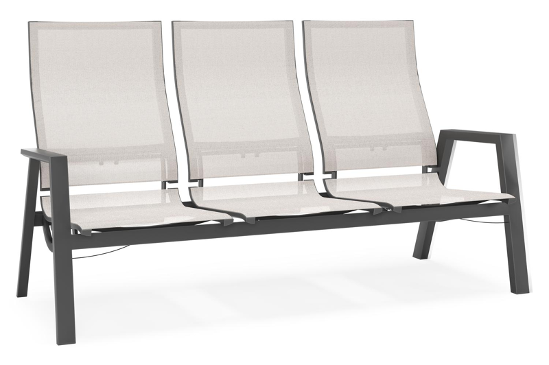 Canapé de jardin Prato en aluminium noir avec coussin en weather+ softtouch rustic