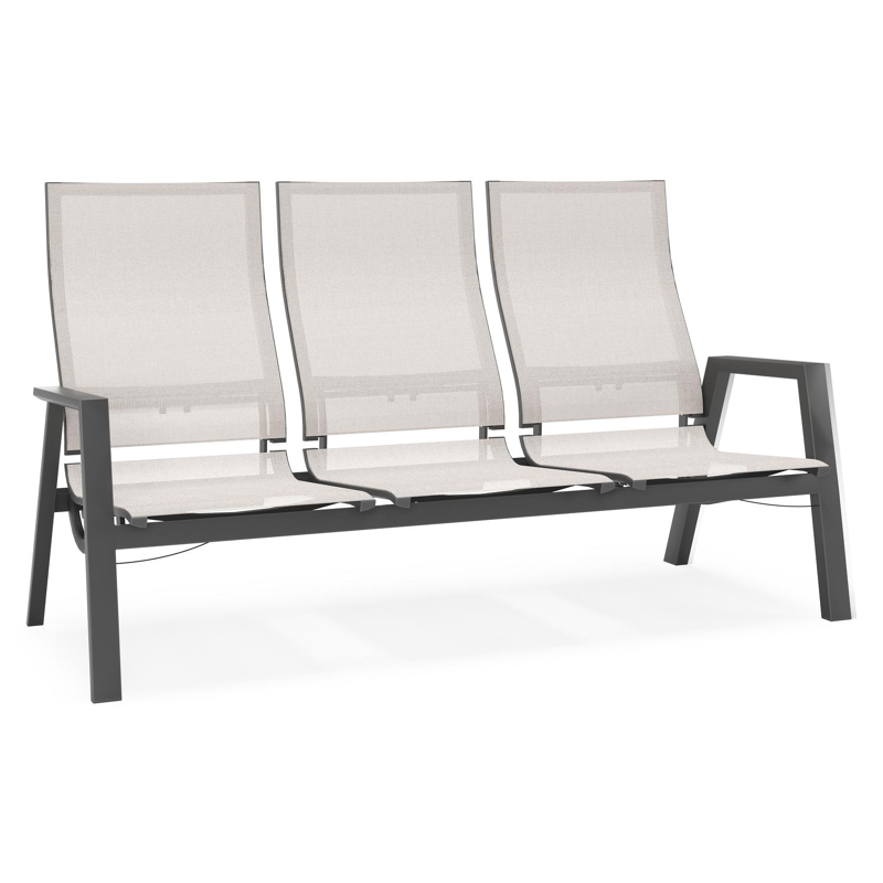 Prato loungebank in zwart aluminium met rustic weather+ softtouch kussen