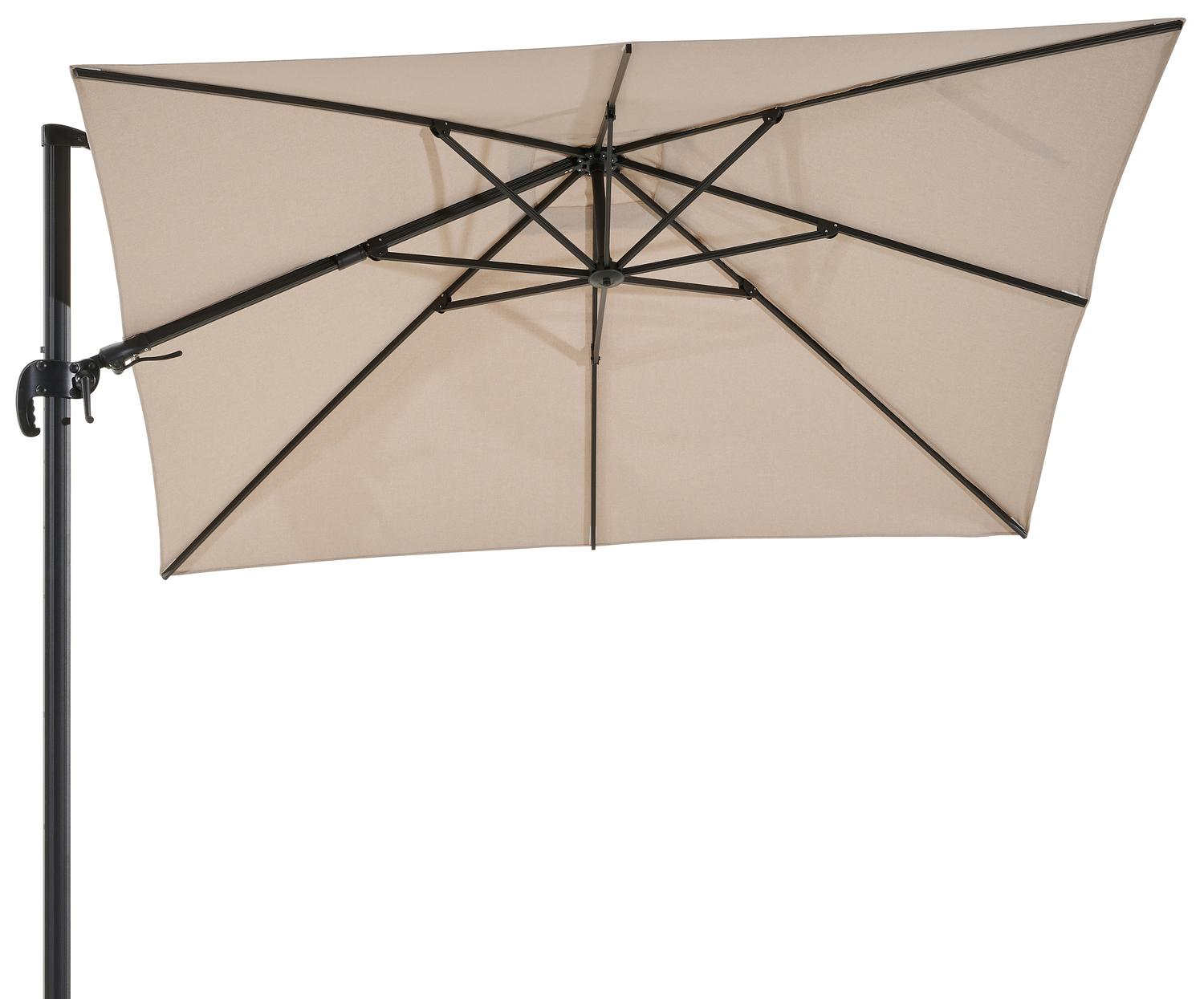 Parasol pedant Avola avec fonction tilt en aluminium noir avec toile de parasol en weather+ softtouch rustic - Lg.1 300 x Lg.2 300 cm (sans pied de parasol)