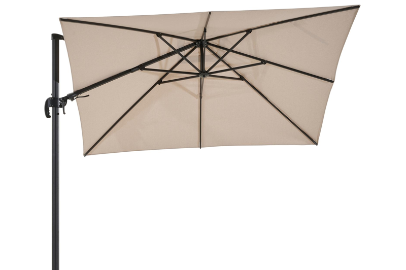 Avola zweefparasol met tiltfunctie in zwart aluminium met rustic weather+ softtouch parasoldoek - L1 300 x L2 300 cm (zonder voet)