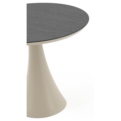 Fano tuintafel rond in beige aluminium en volkeramiek Basalt Black - Dia. 85 x H 75 cm