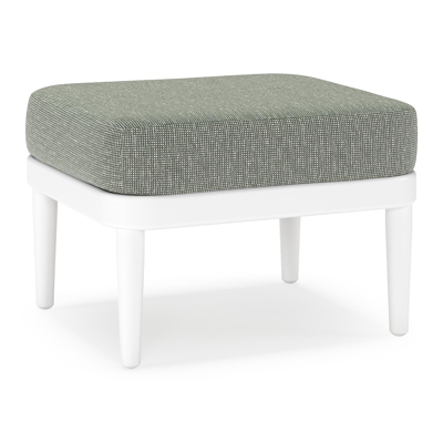 Pouf Orso en aluminium blanc et coussins en all weather sunbrella® luxe Slow Fern