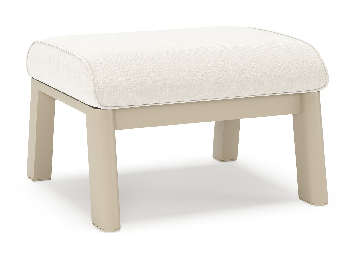 Cirello poef in beige aluminium met savane white all weather sunbrella® luxe kussen