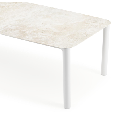 Orso tuintafel bootvorm in wit aluminium en volkeramiek Rapolano L 315 x B 115 cm