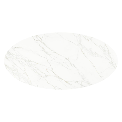 Fano tuintafel ovaal in zwart aluminium en volkeramiek Calacatta - L 290 x B 148 x H 75 cm