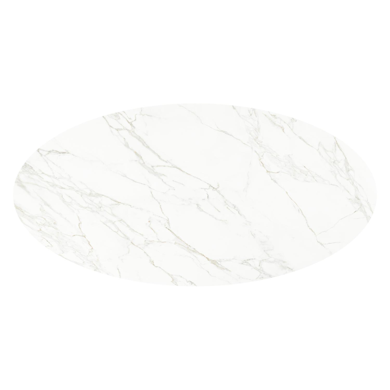 Fano tuintafel ovaal in zwart aluminium en volkeramiek Calacatta - L 290 x B 148 x H 75 cm