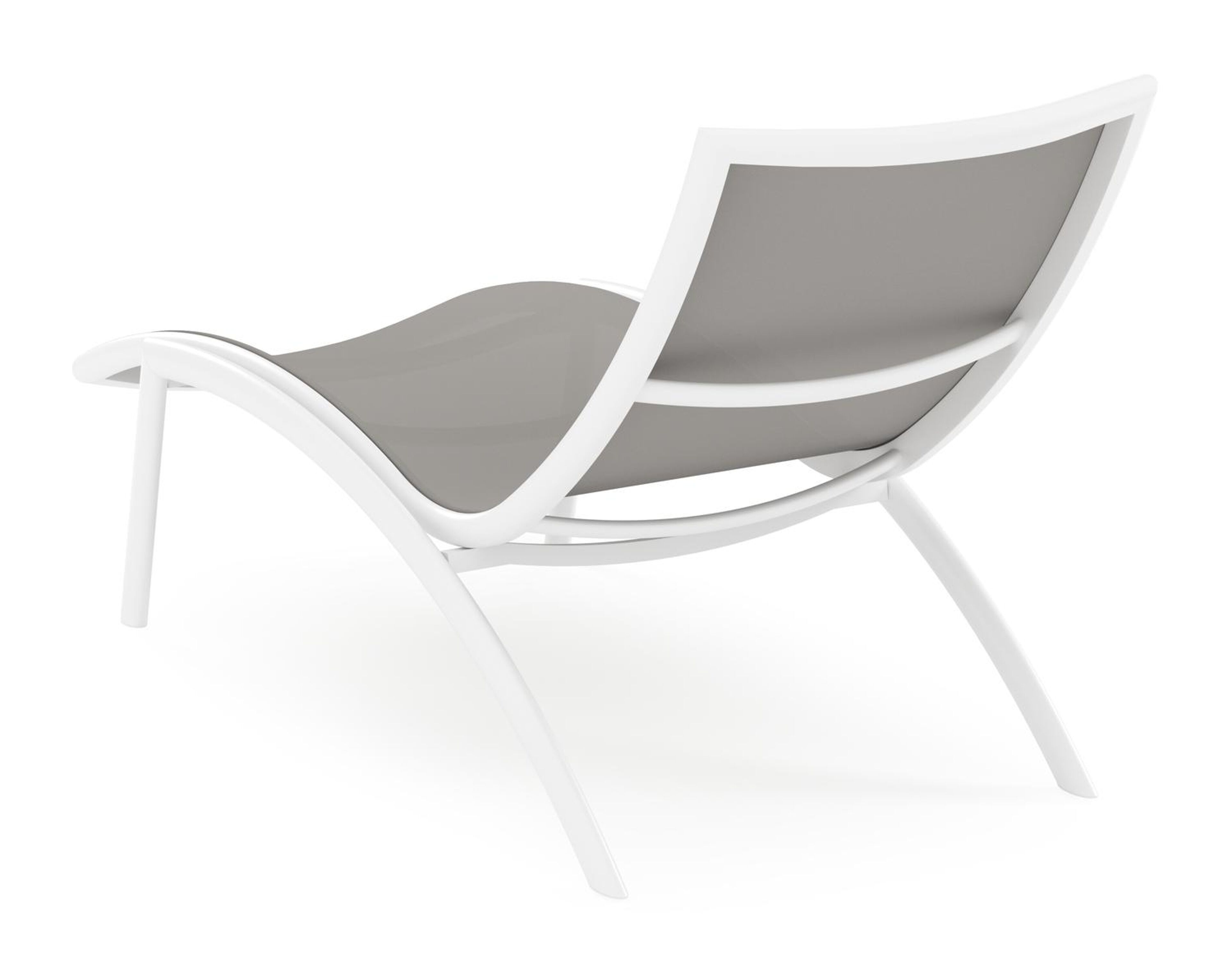 Chaise longue Siena en aluminium blanc et textilène simple gris