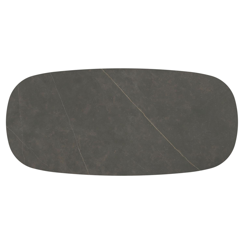 Table de jardin Amico bombo en aluminium beige et céramique pleine Calatorao - Lg. 270 x Lrg. 125 x Haut. 73.5 cm