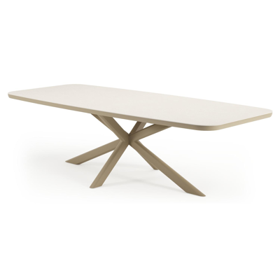 Pamplona tuintafel bootvorm in beige aluminium en sintered stone Crema minerale - L 267.4 x B 115 x H 73 cm