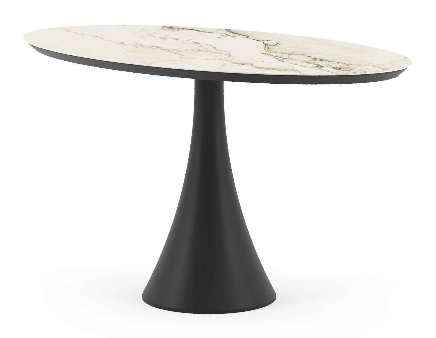 Fano tuintafel ovaal in zwart aluminium en volkeramiek Colorado Dunes - L 140 x B 80 x H 74.5 cm