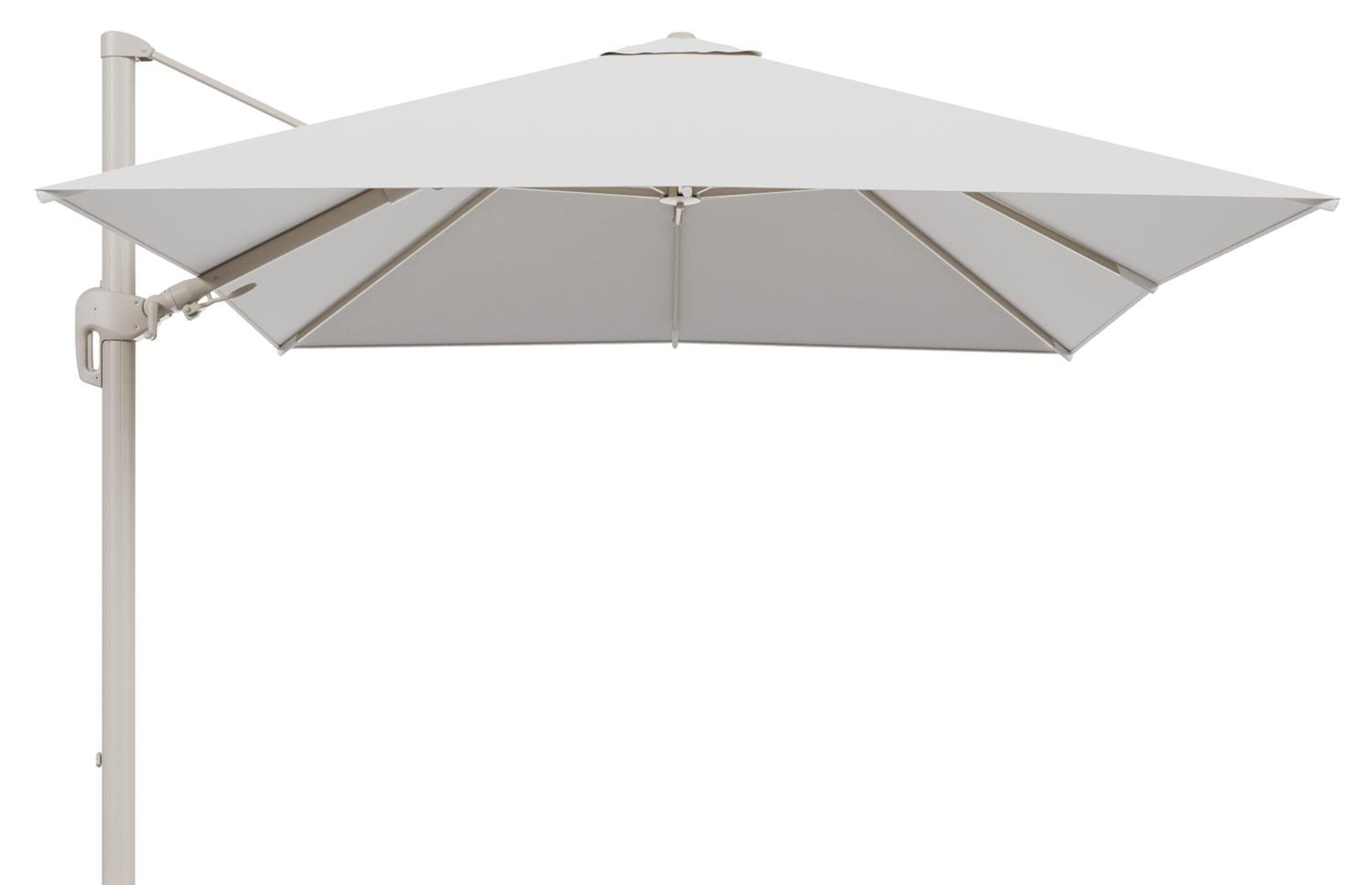 Rufina zweefparasol tiltfunctie in beige aluminium en parasoldoek in All Weather Solica Soul Optik  - L1 300 x L2 300 cm (zonder voet) (zonder voet)