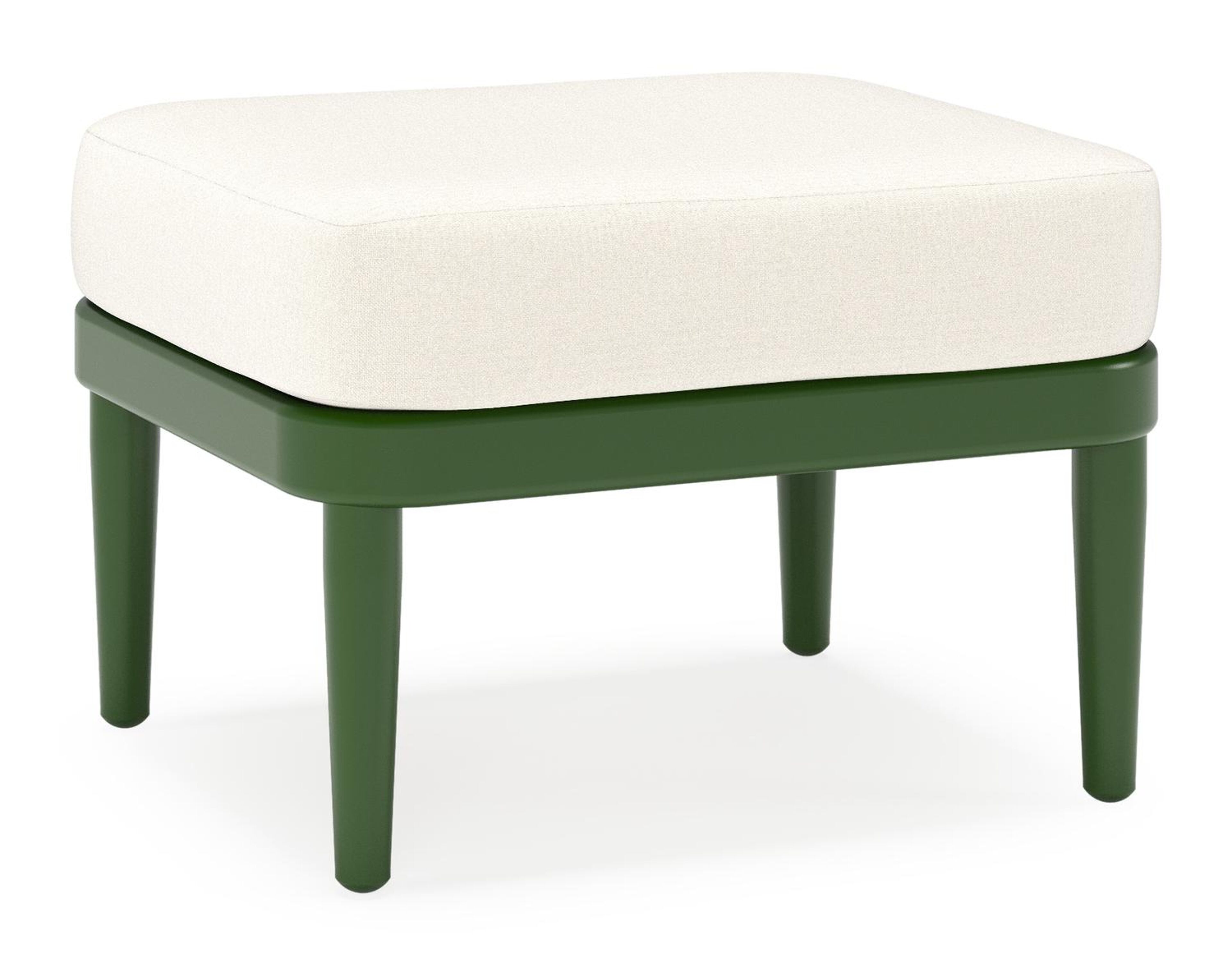Orso poef in groen aluminium met Natte White all weather sunbrella® luxe kussen