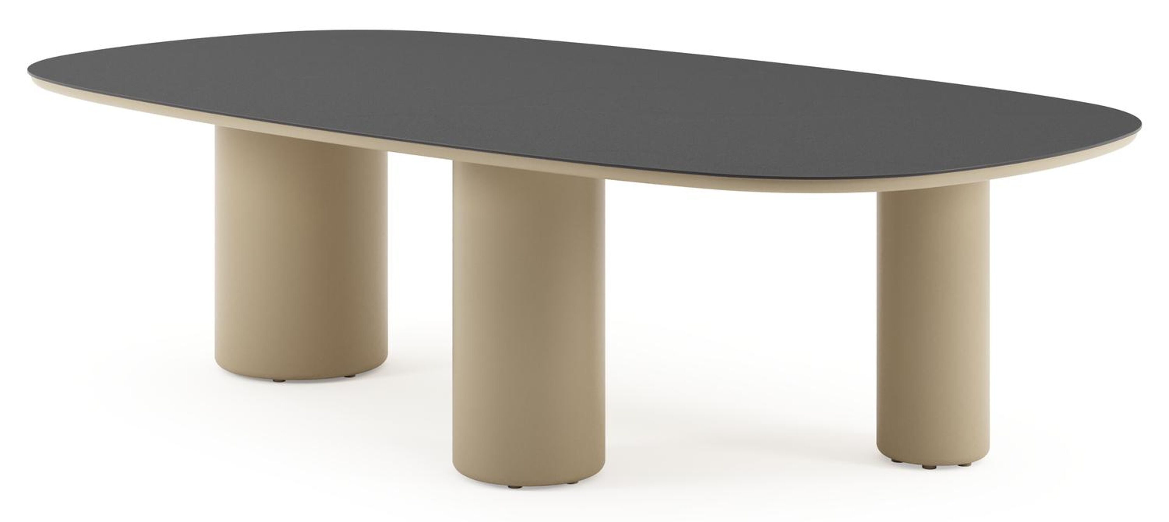 Table de jardin Amico bombo xl en aluminium beige et céramique pleine Nero Black - Lg. 270 x Lrg. 148 x Haut. 73.5 cm