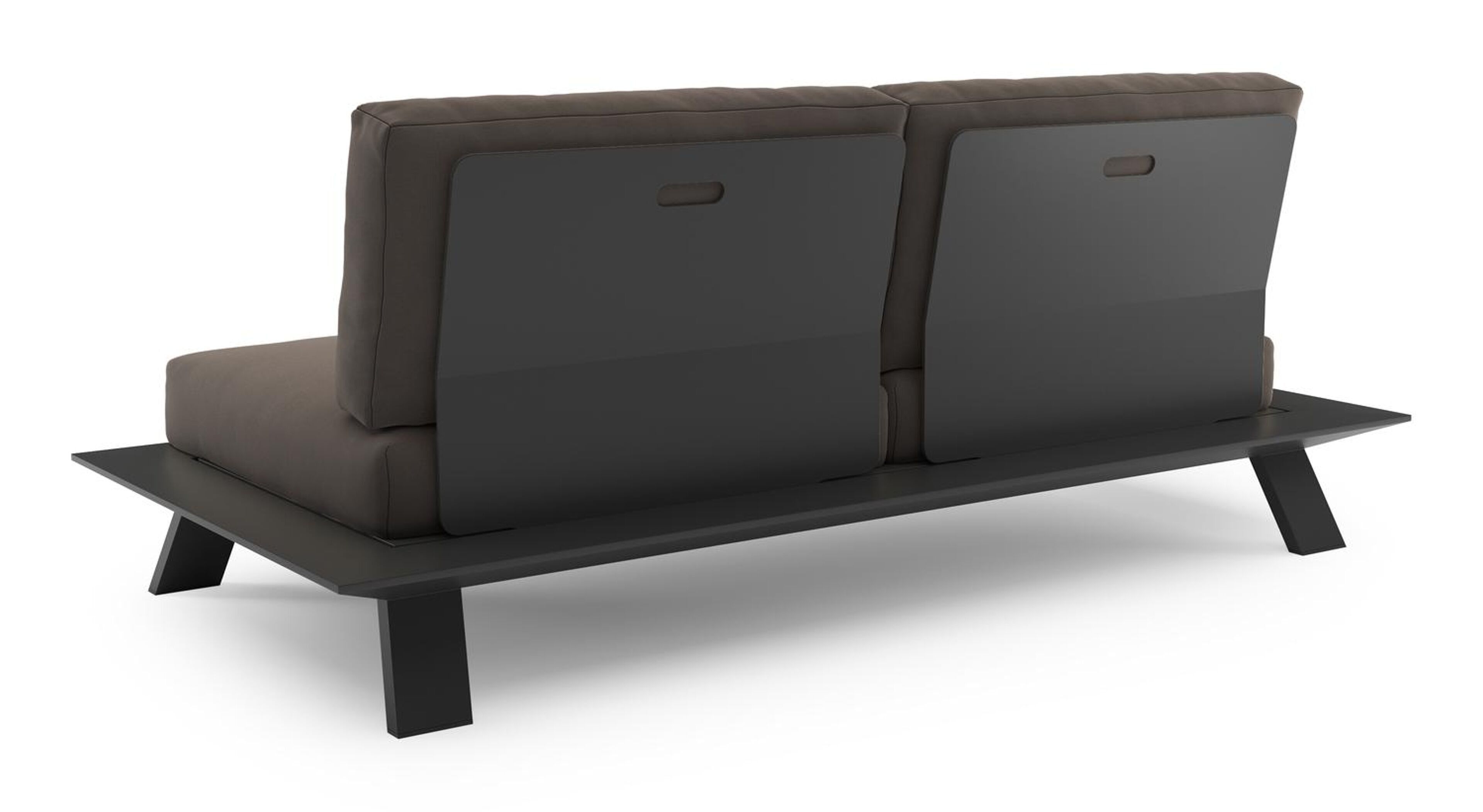 Canapé de jardin Cesano en aluminium noir et coussin en all weather Sunbrella® luxe natte nature grey