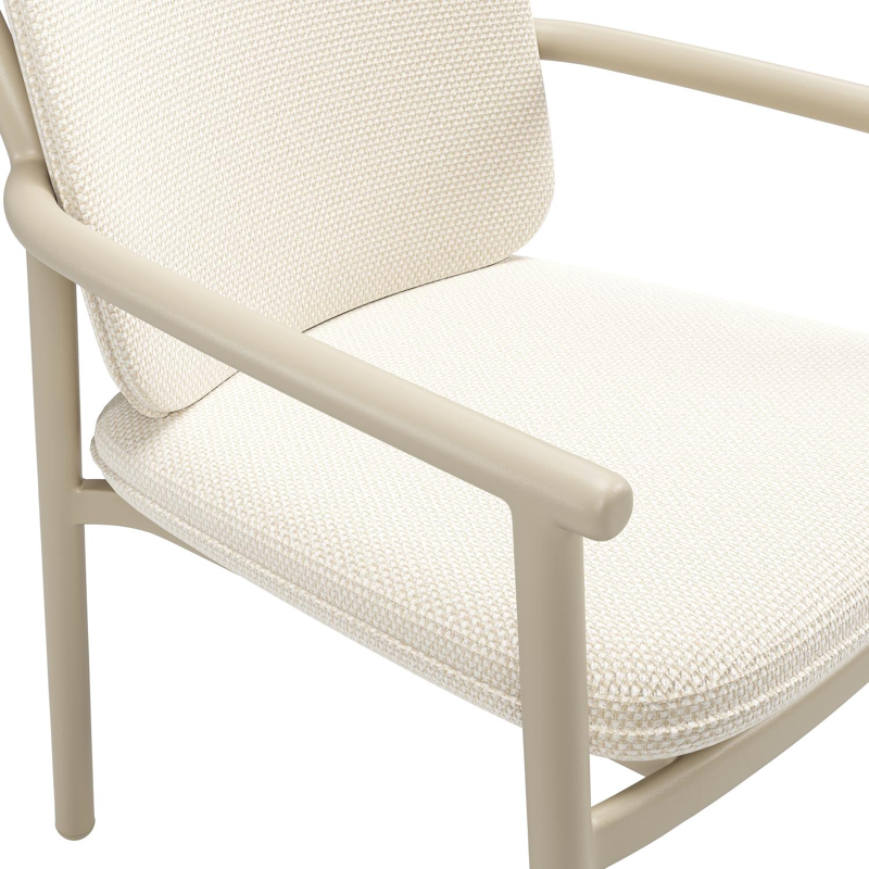 Bono stapelbare tuinstoel in beige aluminium met stoelkussen in All Weather Cosytica Althea Off White