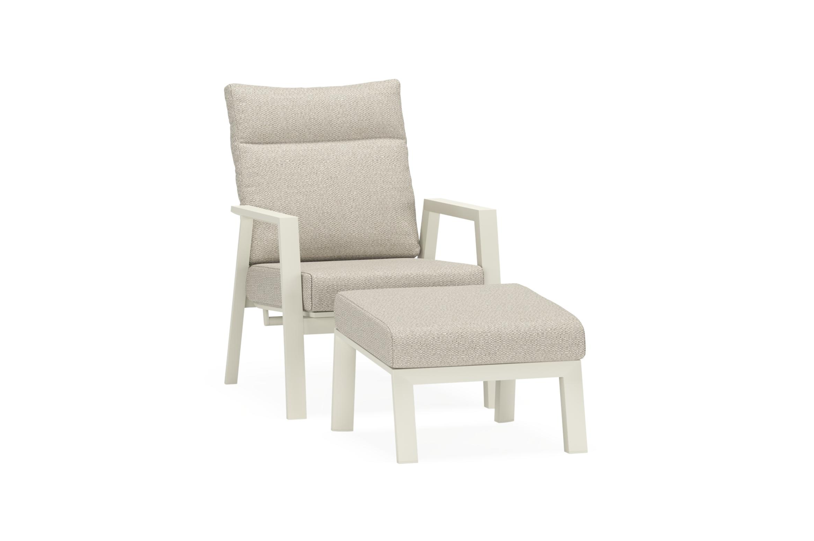 Avila loungestoel 1-zit + poef in beige aluminium met twilight granite weather+ softtouch kussen