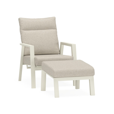 Avila loungestoel 1-zit + poef in beige aluminium met twilight granite weather+ softtouch kussen