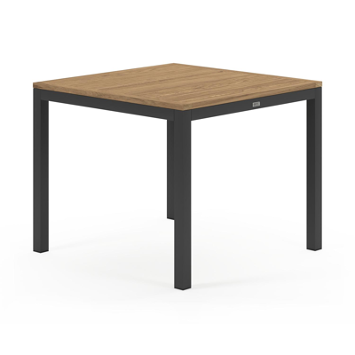 Feltro tuinset in zwart aluminium en naturel teak tafelblad met 4 Rivo tuinstoelen