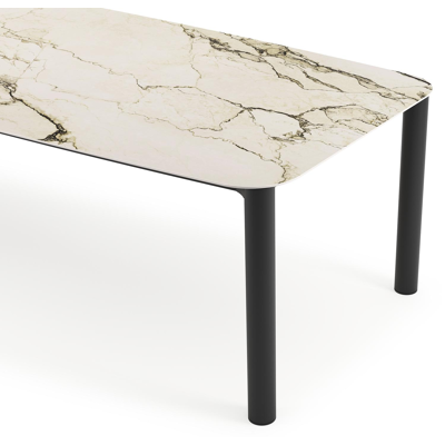 Orso tuintafel bootvorm in zwart aluminium en volkeramiek colorado dunes - L 315 x B 115 x H 75 cm