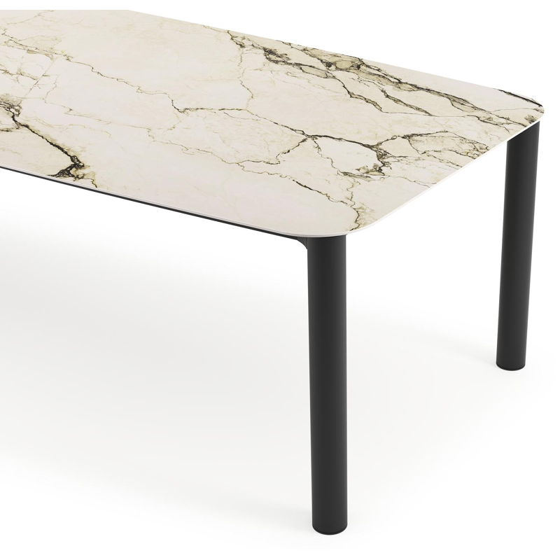 Orso tuintafel bootvorm in zwart aluminium en volkeramiek colorado dunes - L 315 x B 115 x H 75 cm