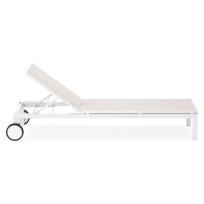 Caravelle verstelbaar ligbed in wit aluminium en beige single textilene