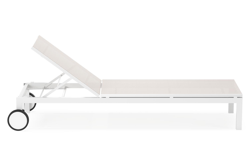 Caravelle verstelbaar ligbed in wit aluminium en beige single textilene