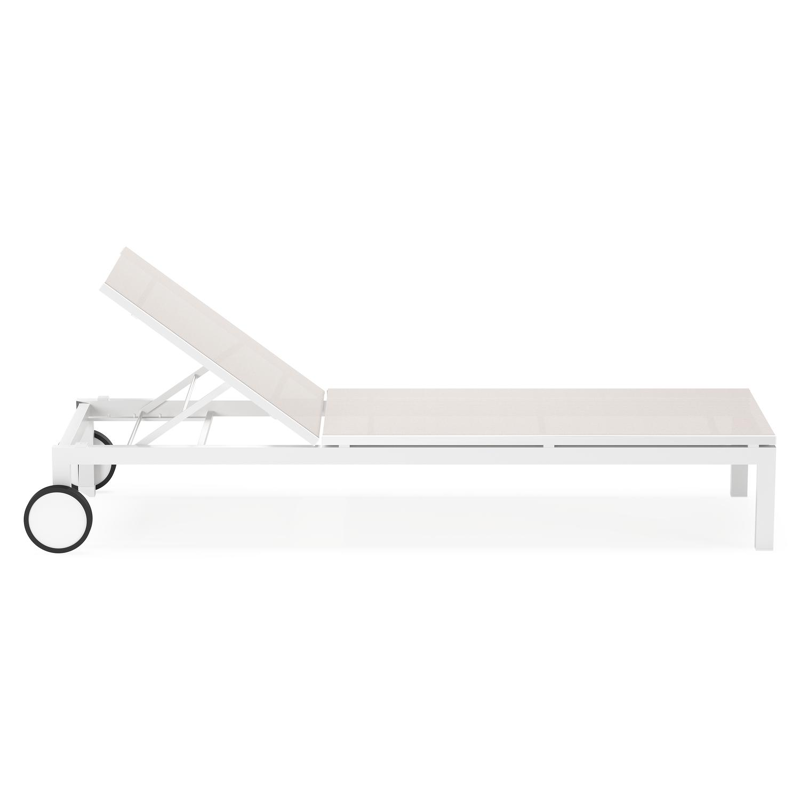 Caravelle verstelbaar ligbed in wit aluminium en beige single textilene