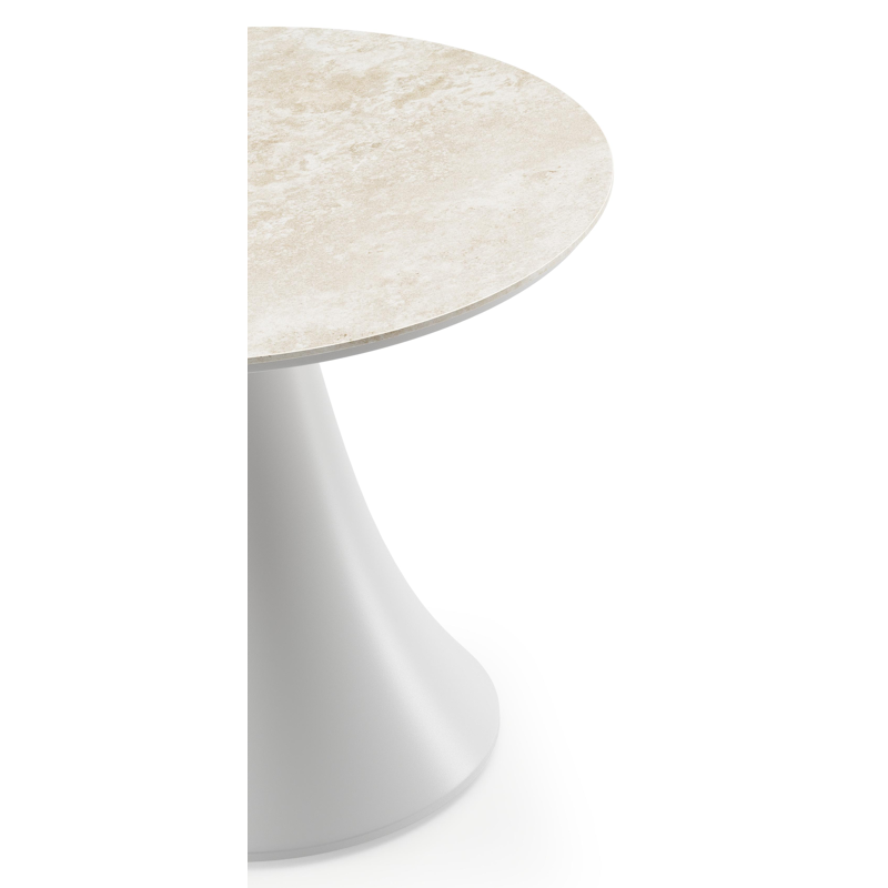 Fano low dining loungetafel rond in wit aluminium en volkeramiek Rapolano - Dia. 65 x H 55 cm