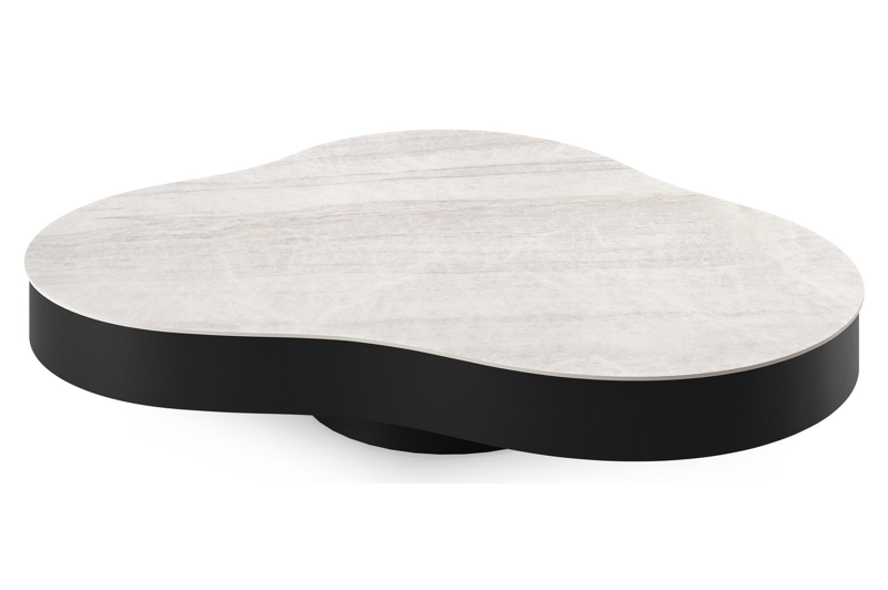 Lomano loungetafel cloud in zwart aluminium en volkeramiek Taj Mahal - L 131 x B 108 x H 25 cm