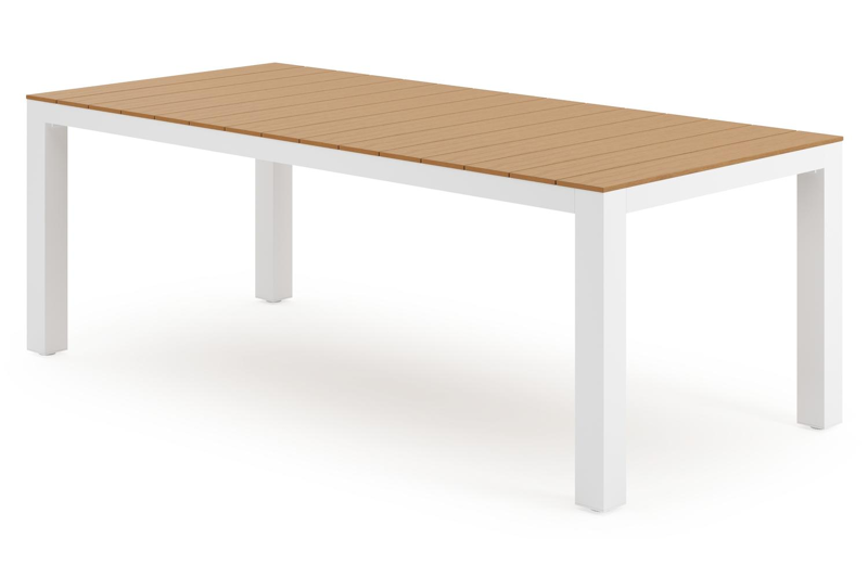 Calzo tuintafel in wit aluminium en polywood - L 220 x B 100 x H 74 cm