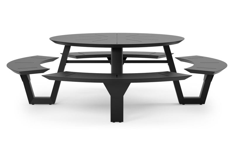 Rondino picknicktafel in zwart aluminium - Ø 236 x H 71,5 cm