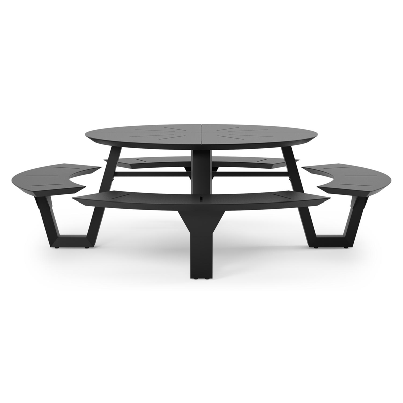 Table de pique-nique Rondino en aluminium noir - Dia. 236 x H 71,5 cm