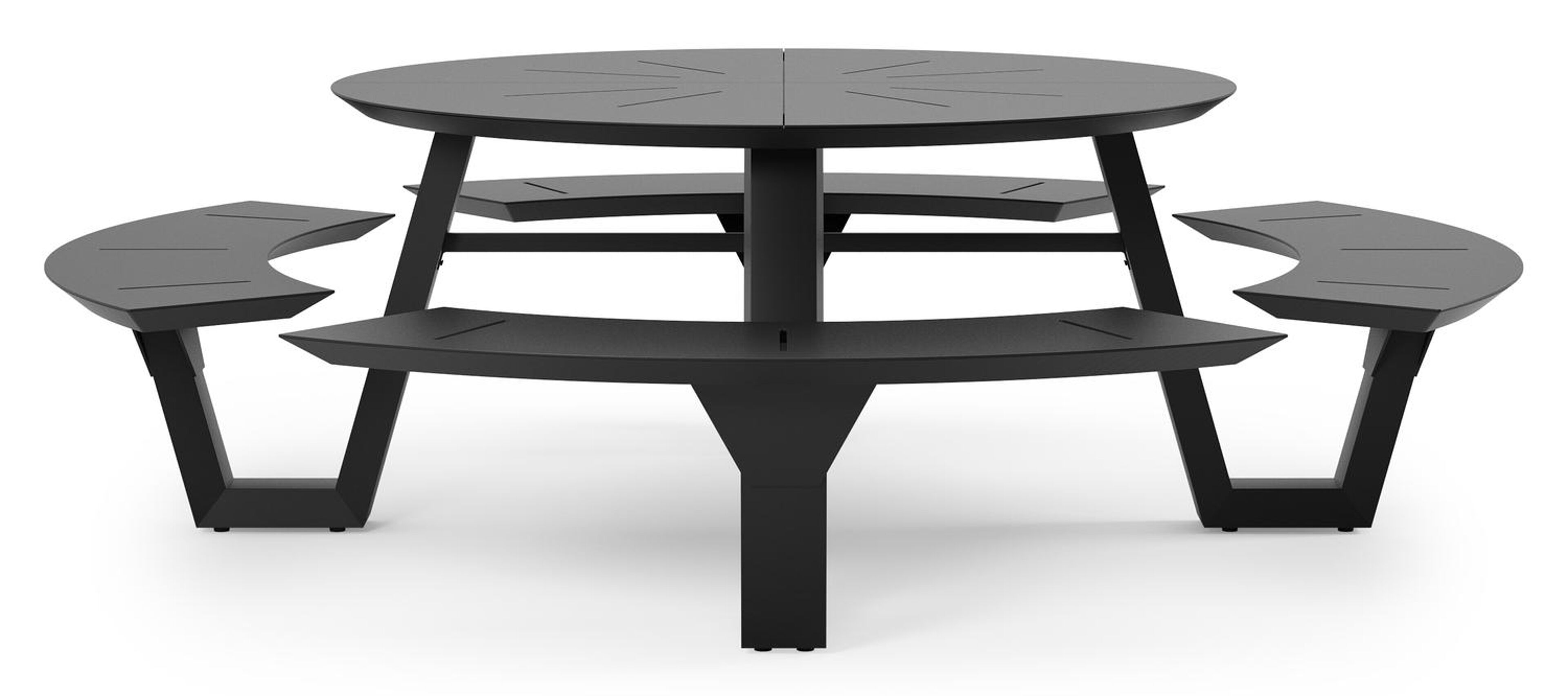 Rondino picknicktafel in zwart aluminium - Ø 236 x H 71,5 cm