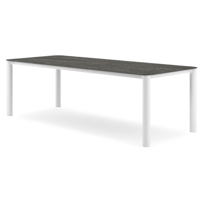 Orso tuintafel rechthoekig afgerond in wit aluminium en volkeramiek Black Obsession - L 240 x B 100 x H 73.5 cm